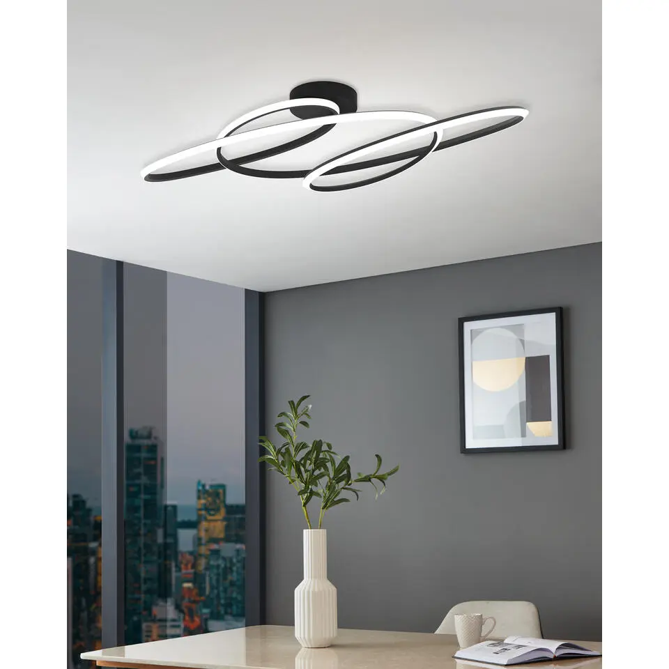 EGLO Gianella Plafonni&egrave;re - LED - Aluminium/Kunststof - Zwart/Wit