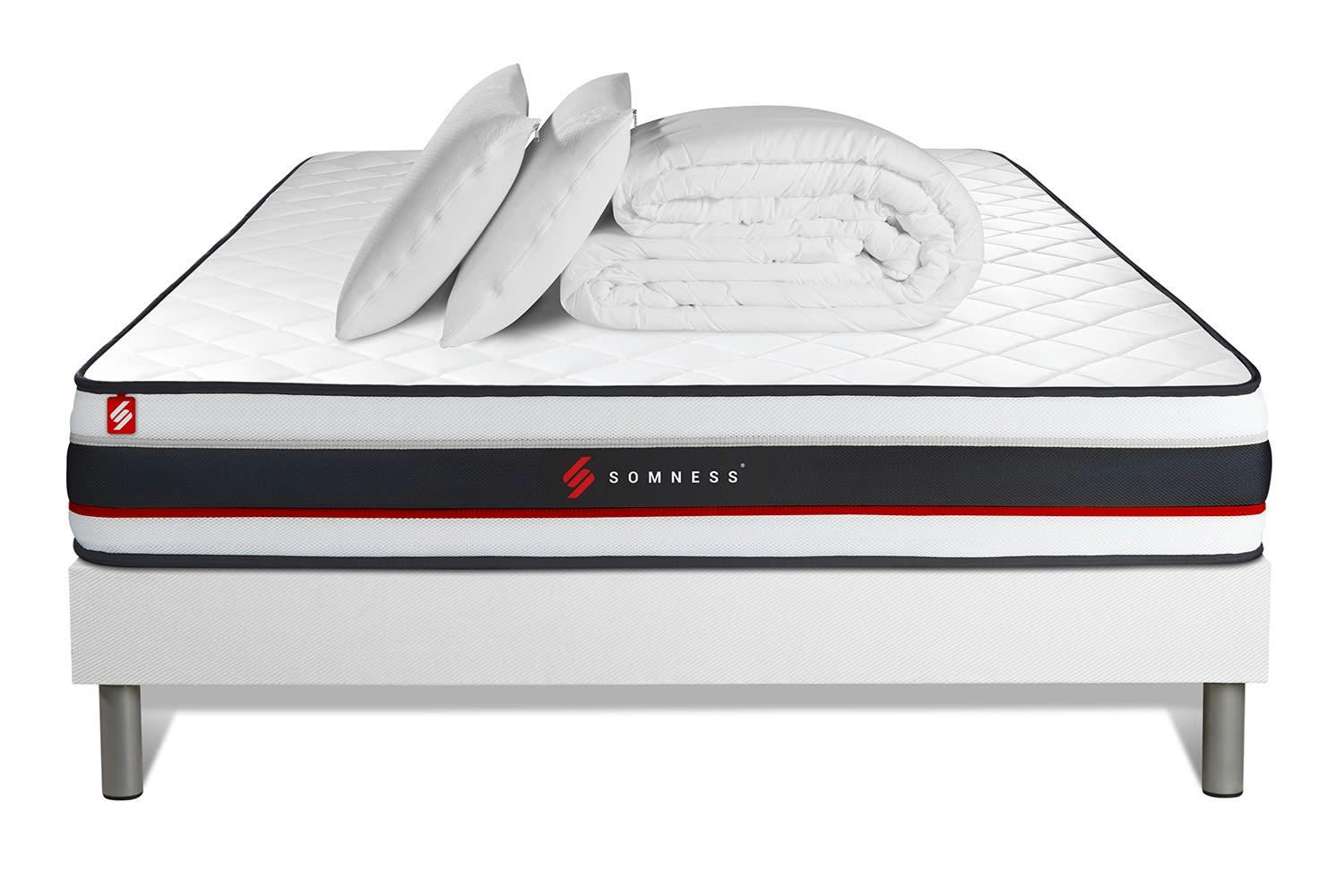 FORM - Pack matelas sommier 140x200 oreiller couette