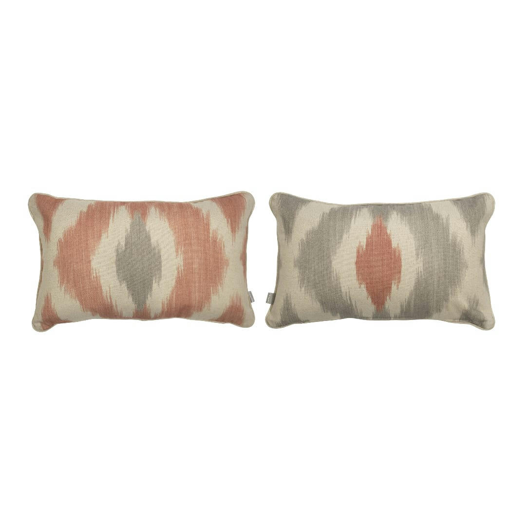 FORMENTERA - 2 Housses de coussins 30x50 cm corail/gris