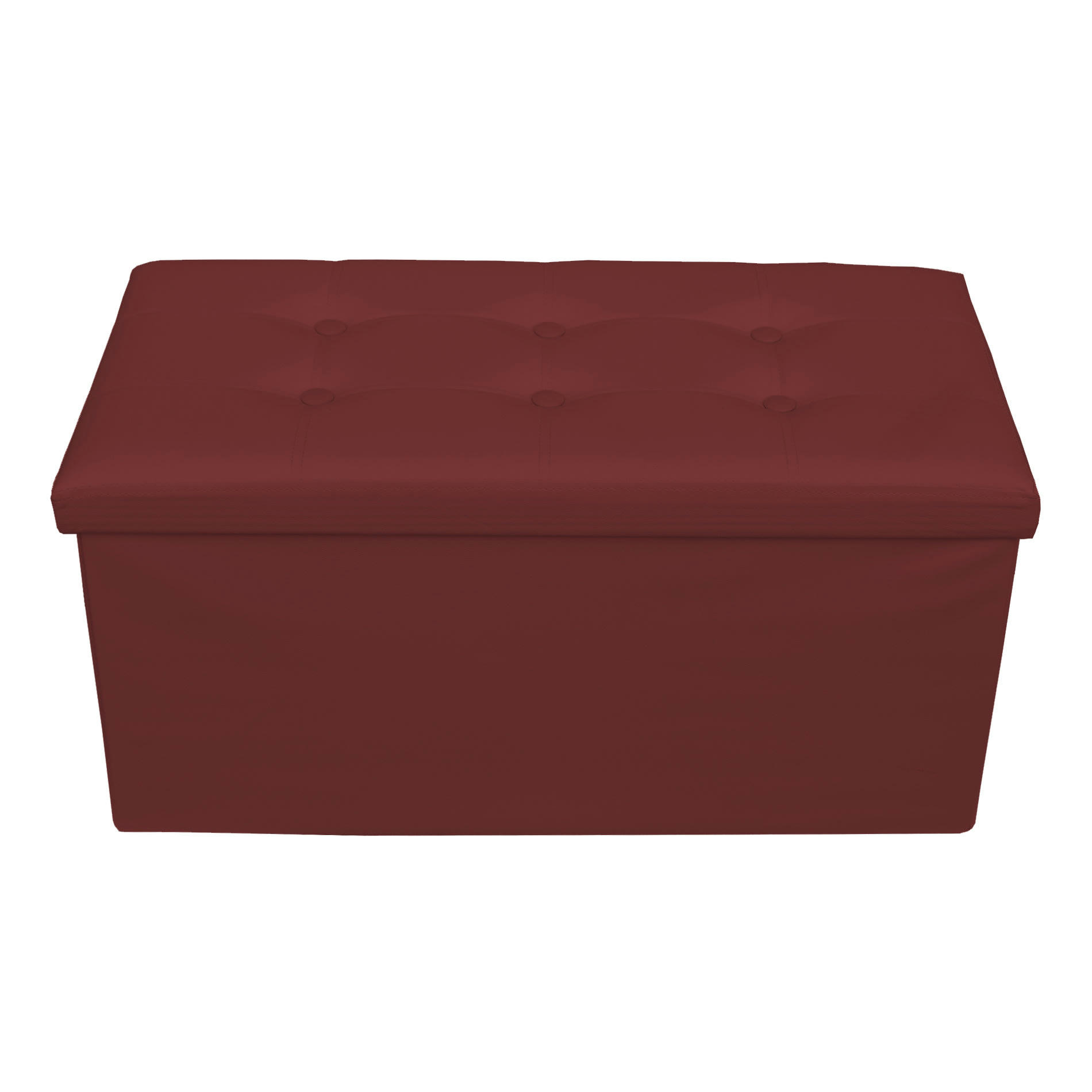 COLOR LIFE - Repose-pieds coffre de rangement avec couvercle en similicuir bordeaux