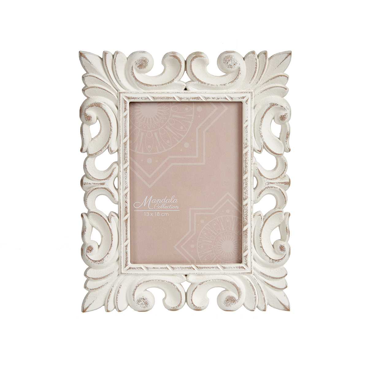 Moldura branca perfurada em madeira 13x18cm