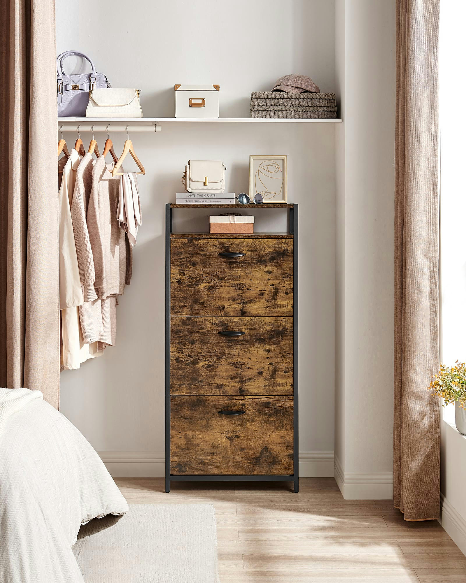 - Armoire à chaussures pour 12-18 paires de chaussures Marron Rustique