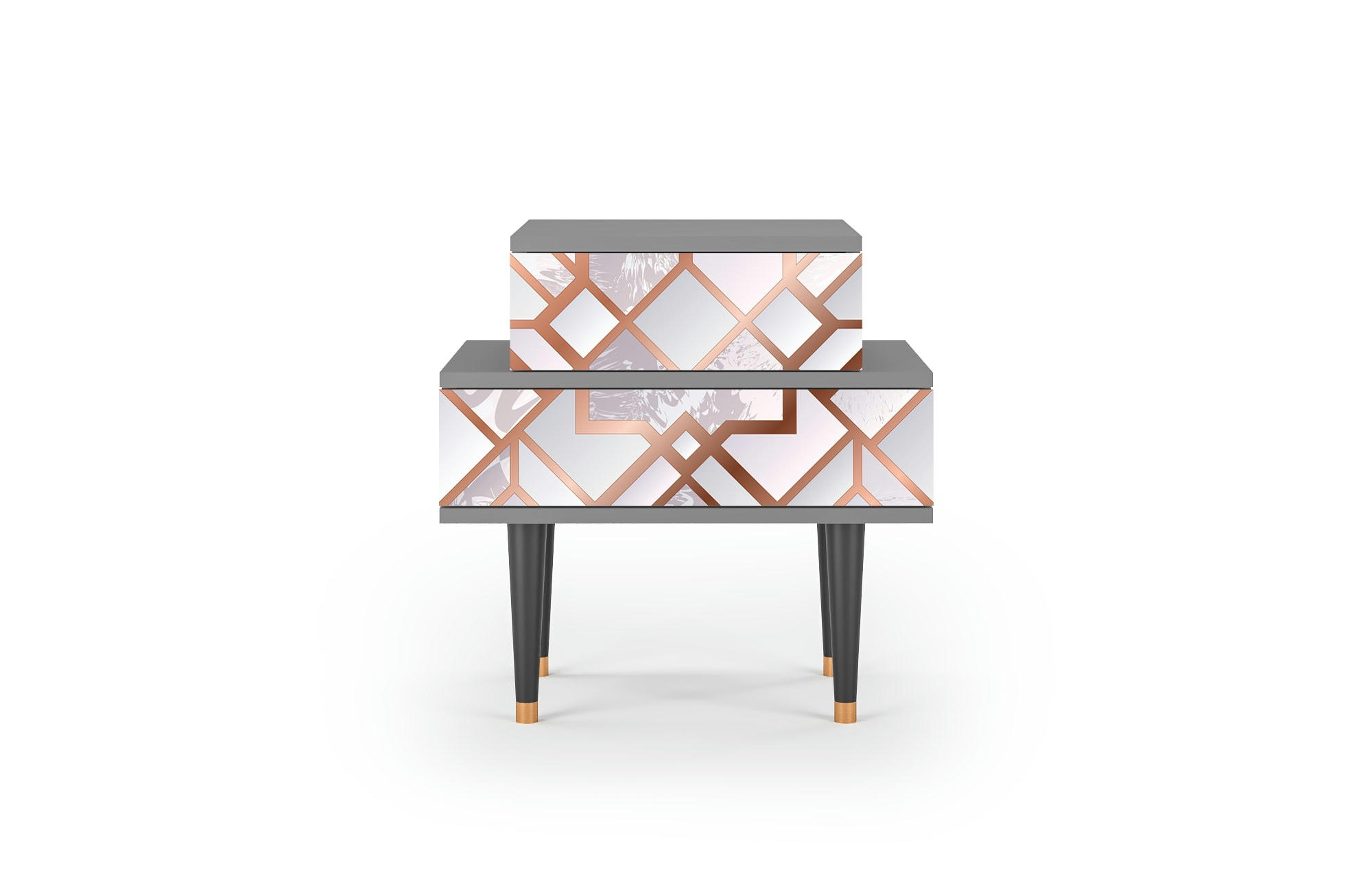 PASTEL FAIRYTALE - Table de chevet rose clair 2 tiroirs L 58 cm