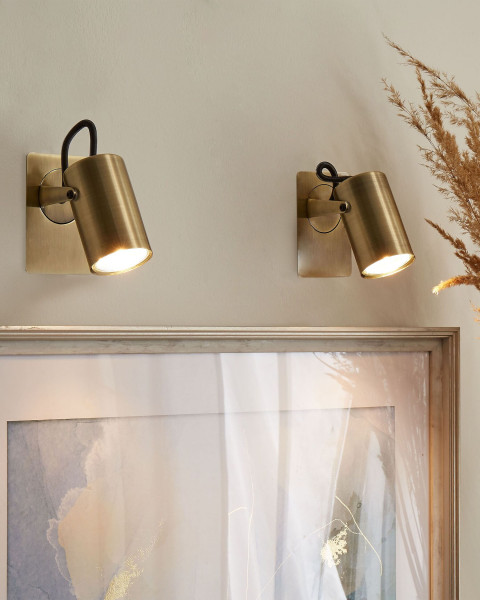 Zestaw 2 lamp ściennych regulowany mosiężny