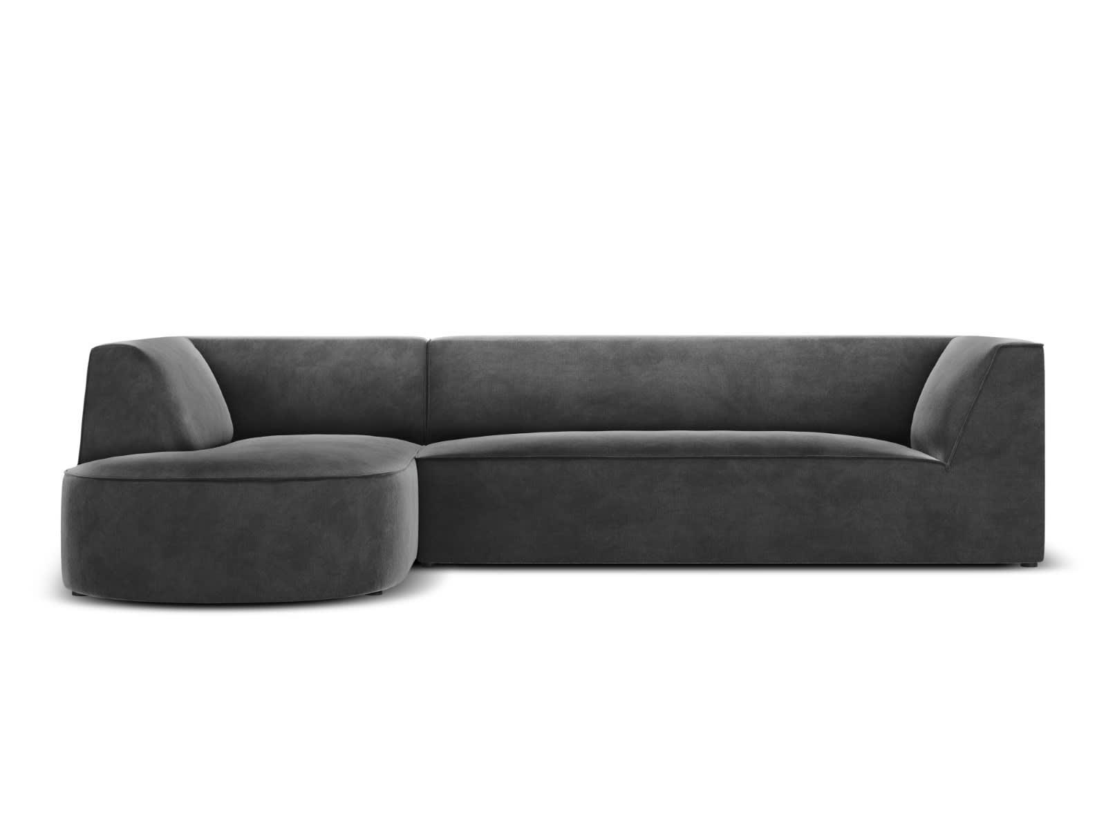 CHARLES - Canapé D'Angle Gauche 4 places en Velours Gris Foncé