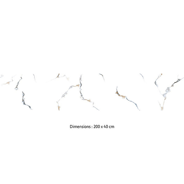 Crédence cuisine adhésive en vinyle imitation marbre Calacatta gold, 200 x 40 cm, design raccordable