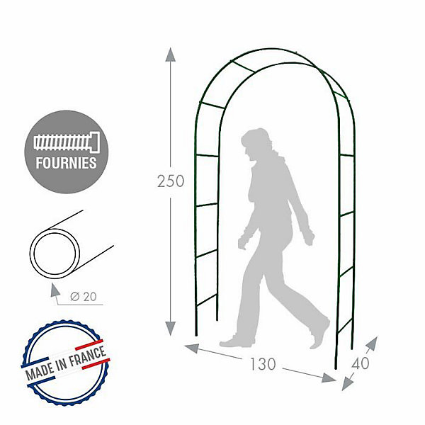 Arche Décor Classique - LOUIS MOULIN - 3106 - Fer vieilli - 130x40x250 cm - Tube rond 20mm