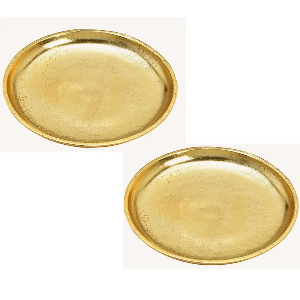 Wurm Kaarsenbord-plateau - metaal - goud - rond - D20 x H2 cm
