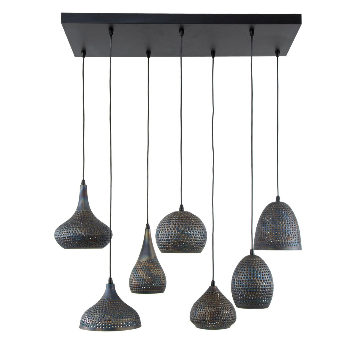 Giga Meubel Hanglamp Punch Mix - Zwart/Bruin - 7-Lichts - 150x100x45cm