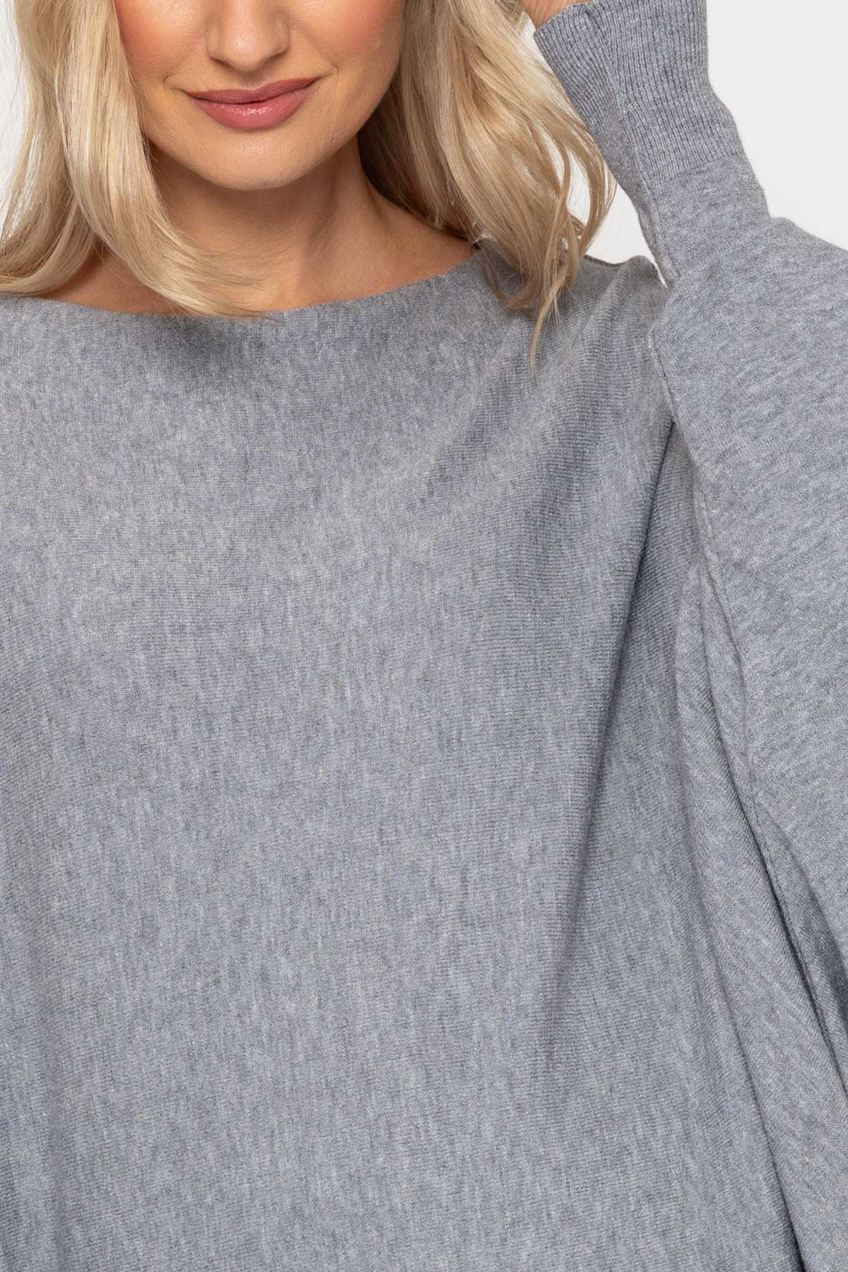 Grey Batwing Knit Jumper
