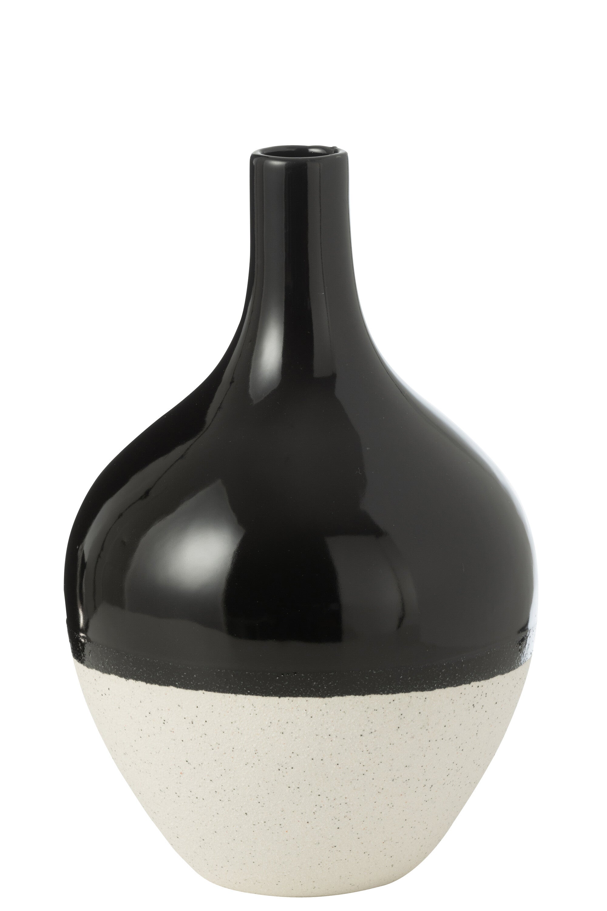 J-Line vaas Iva - porselein - zwart wit - large - Ø 21 cm