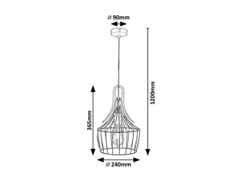 Lampa wisząca czarny matowa-złota Parov 1xE27x40W wym: 120x24x24 cm Rabalux