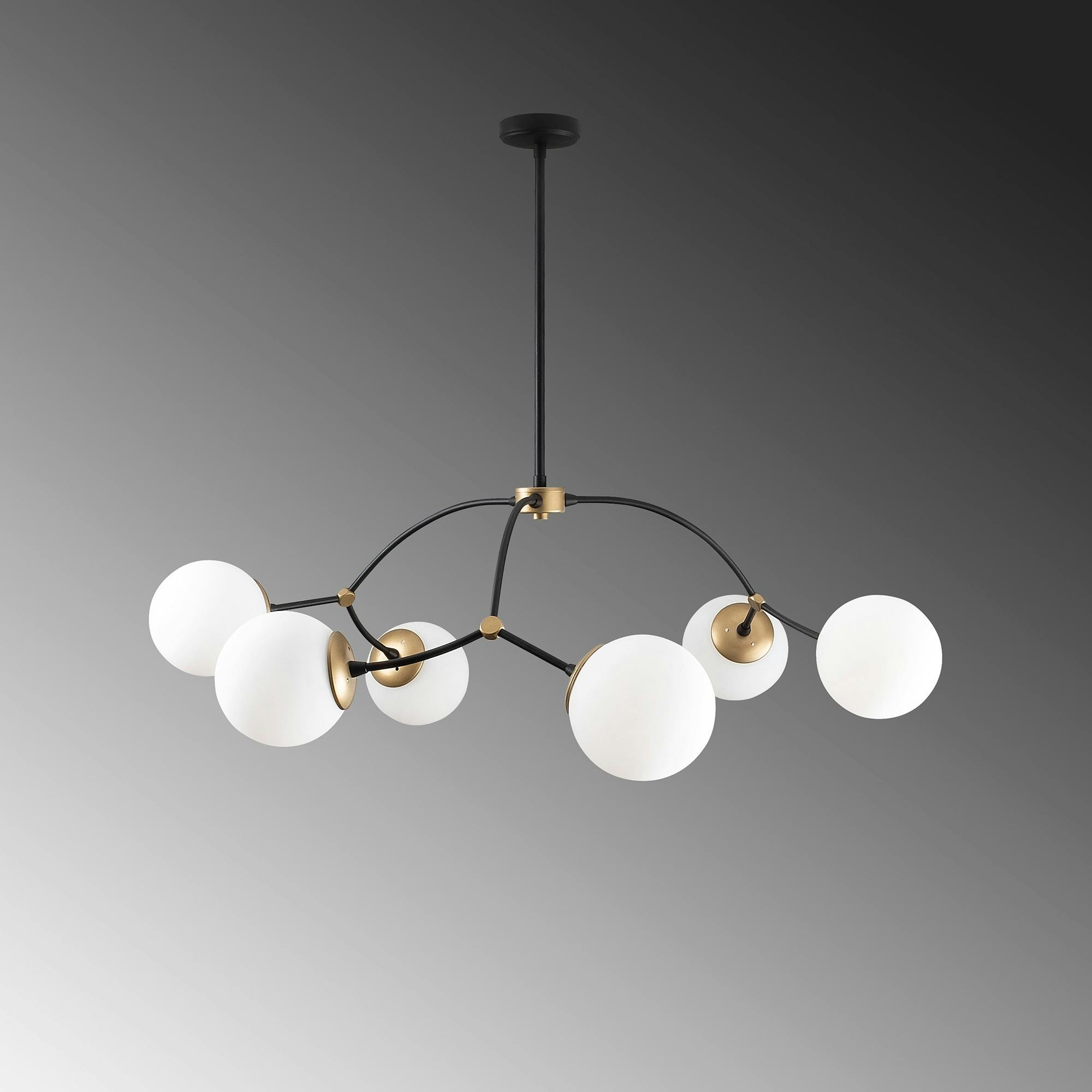 Suspension design vintage noire 6 globes blancs SIERRE