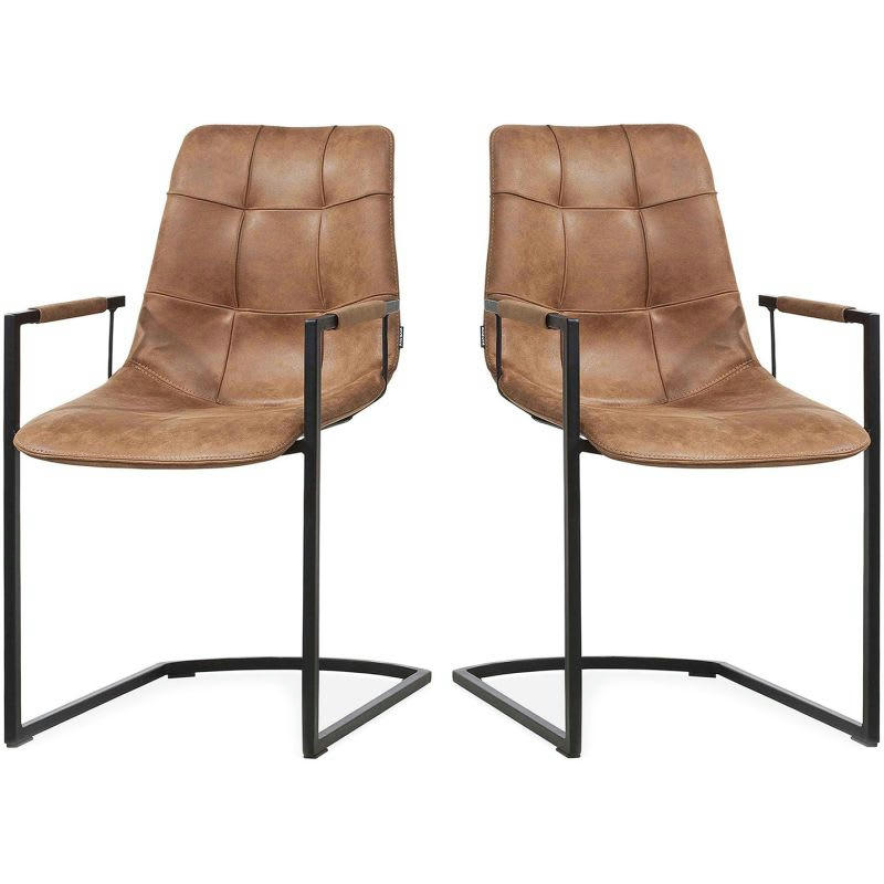 CONDOR - Fauteuil (lot 2) piétement luge en métal marron