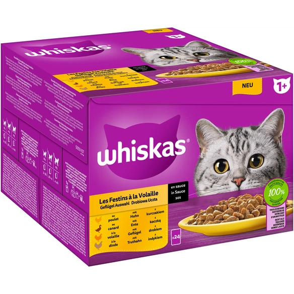 Katzen-Nassfutter, Geflügel, 24 Stück, senior