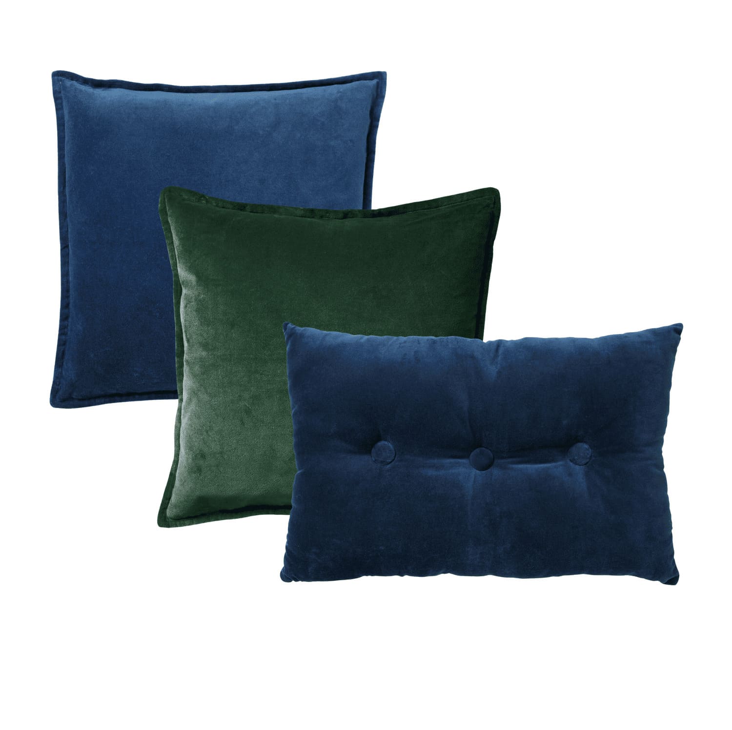 KUSSENSET - 3-delig - Caith & Valerie - 50x50 cm, 40x60 cm - sierkussens inclusief binnenkussens - blauw, groen