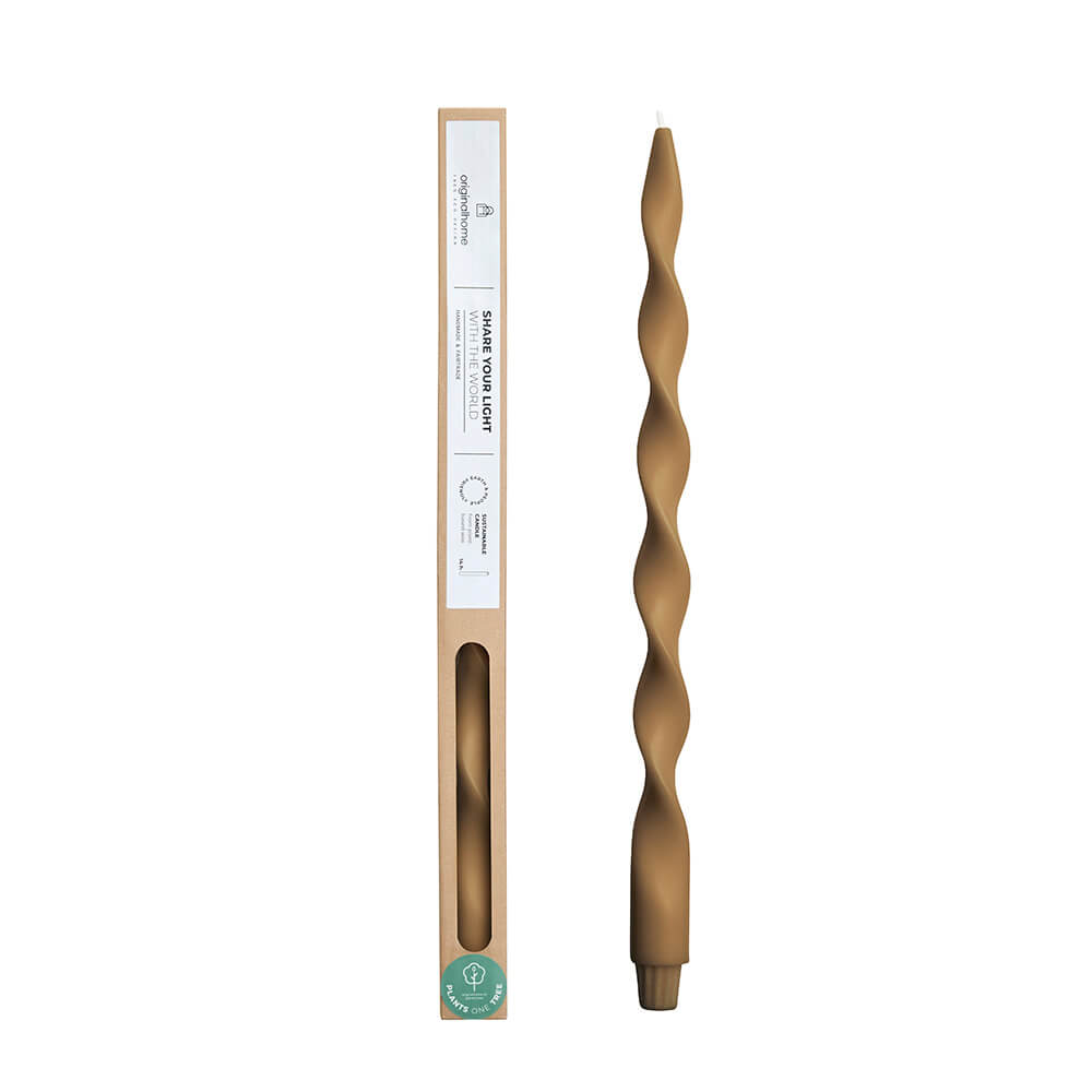 Originalhome spiraalkaars 40 cm - chocoladebruin