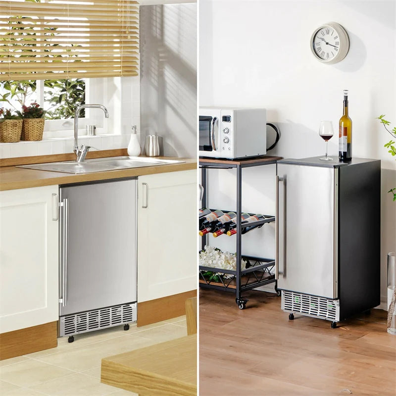 80 lbs/24H Commercial Undercounter Ice Maker Built-in & Freestanding Ice Cube Machine with Drain Pump & 25 lbs Capacity Ice Bin