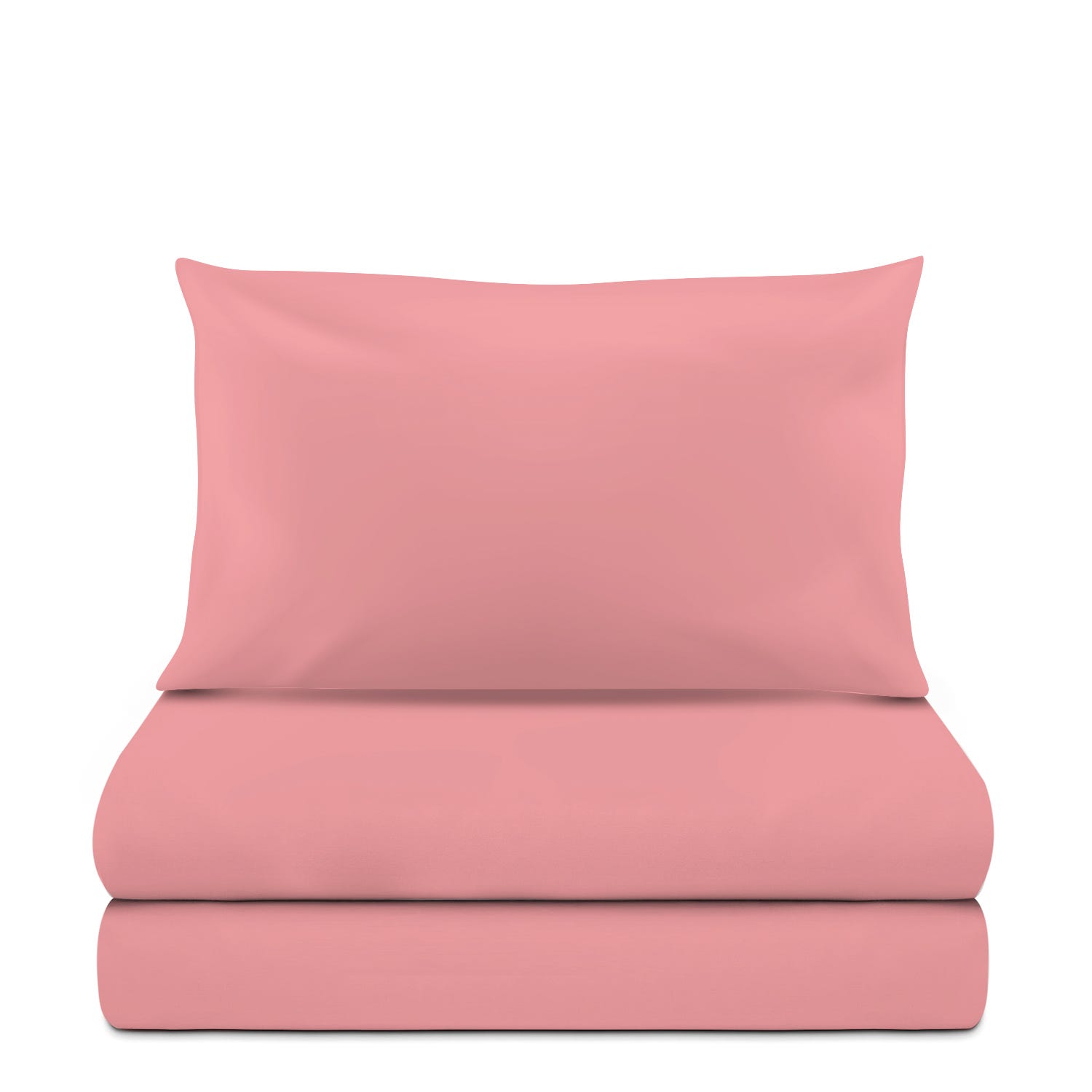 Completo letto singolo cotone rosa tinta unita