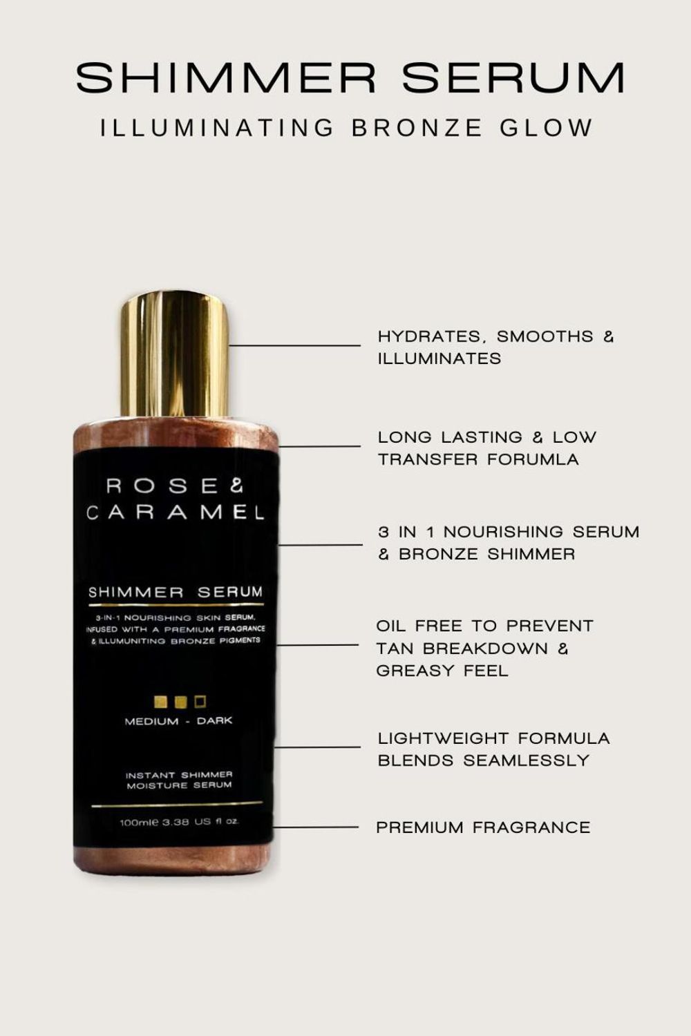 Rose & Caramel Shimmer Serum 100ml