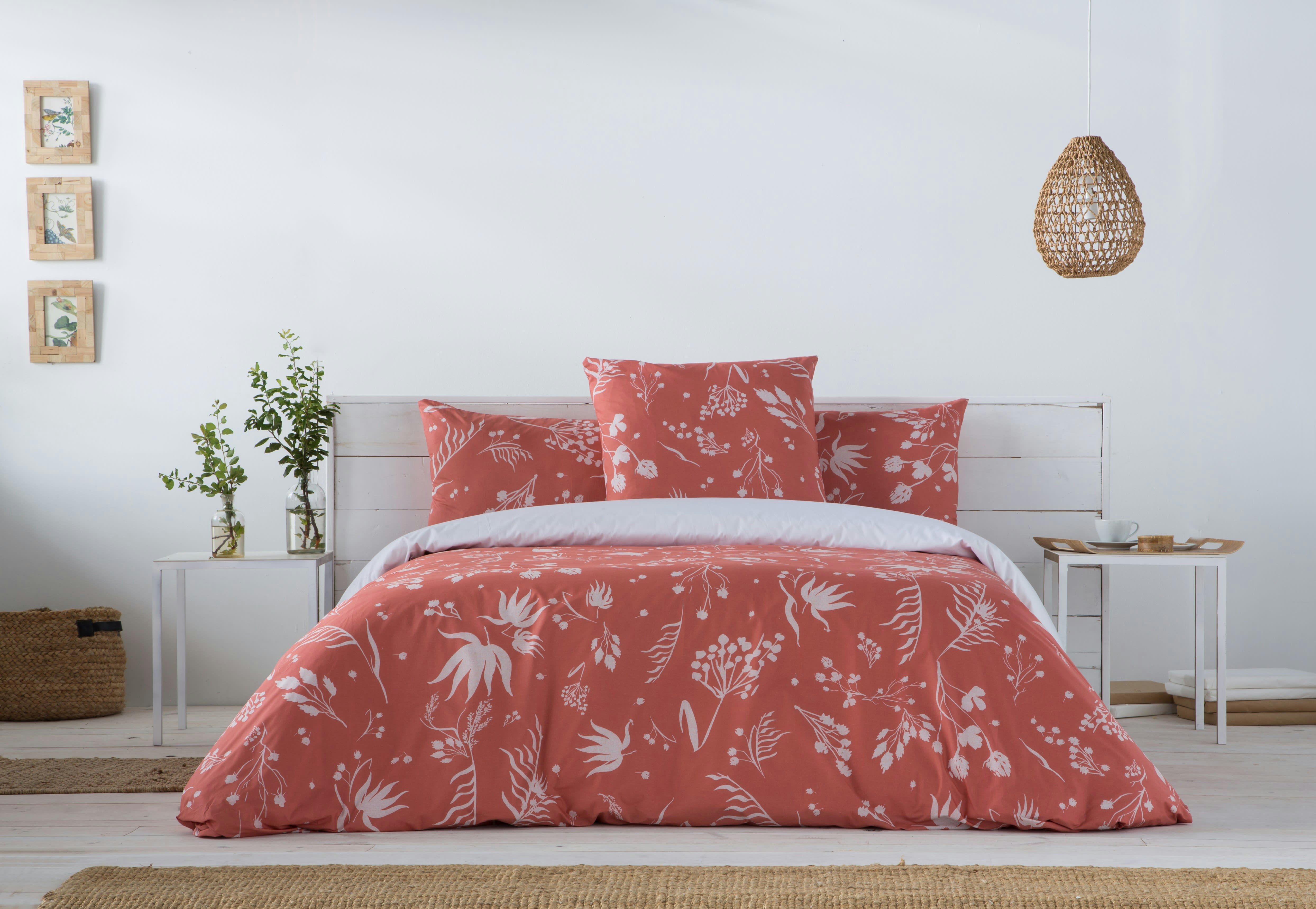 BLANCHETO CALDERA - Housse de couette imprimé en percale Coton Rouge 140x200 cm