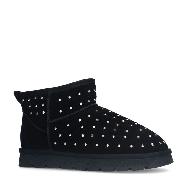 Zwarte suède enkelboots met studs