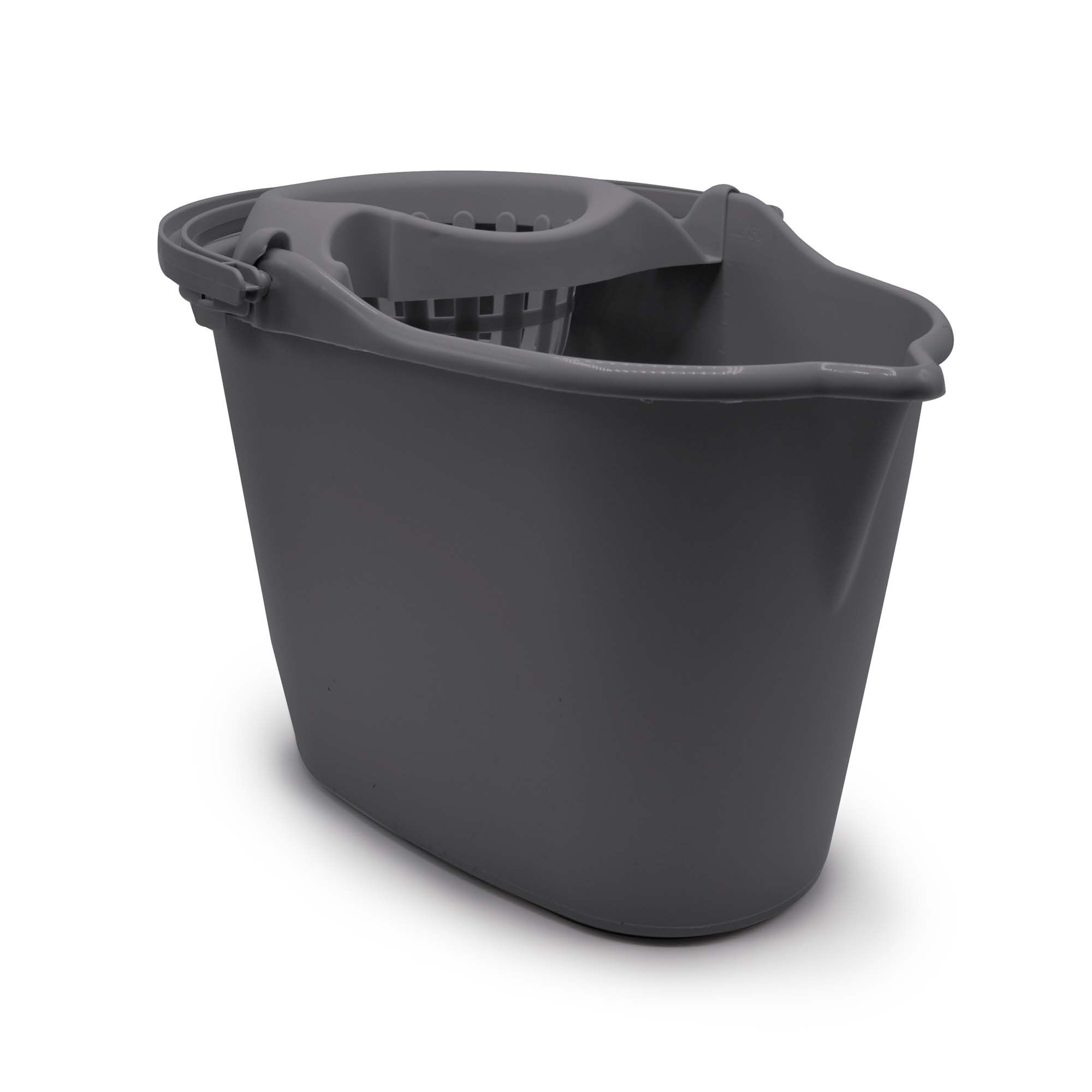 Balde oval com espremedor cinza 15l