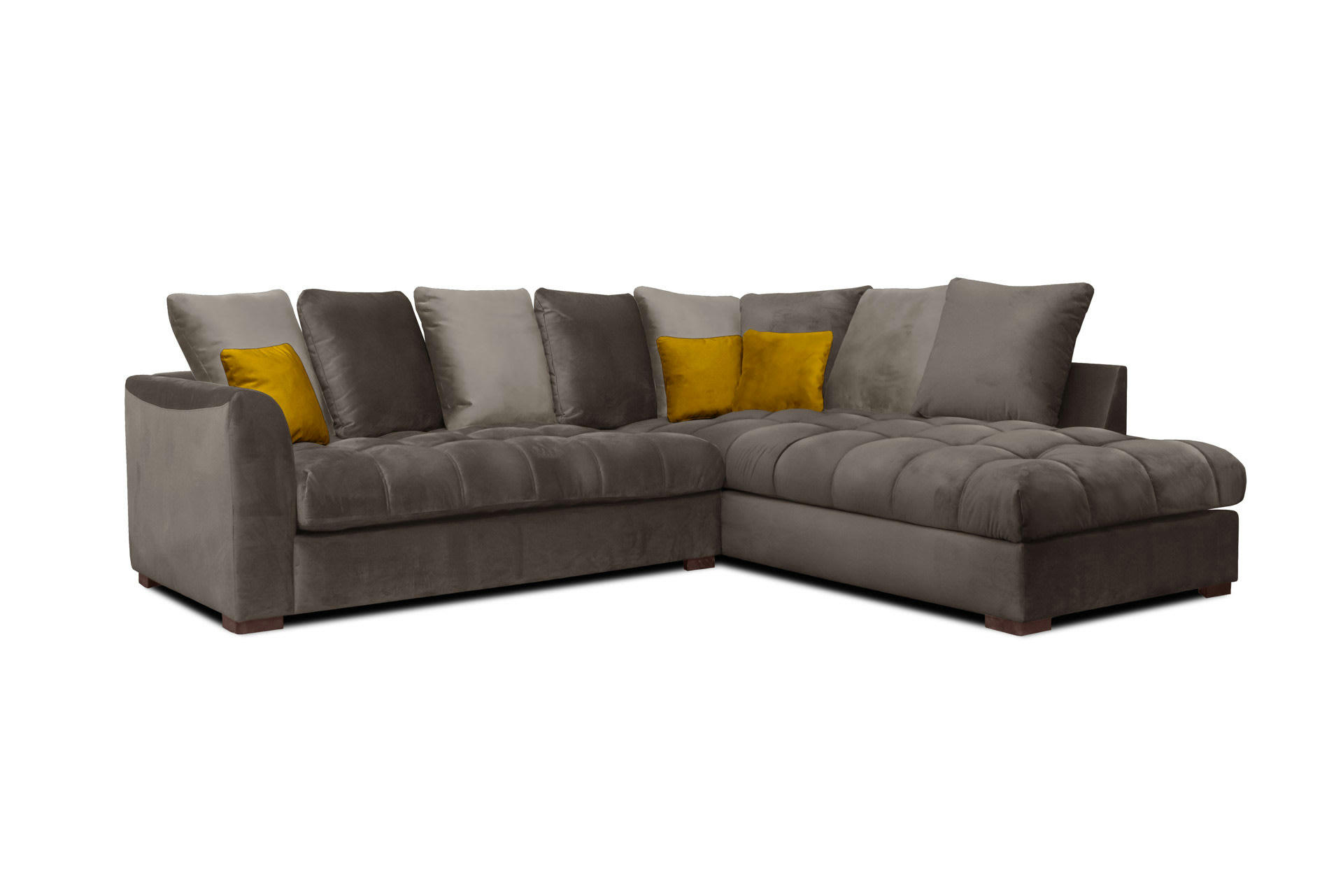 BARDI - Canapé d'angle droit 5 places tissu marron