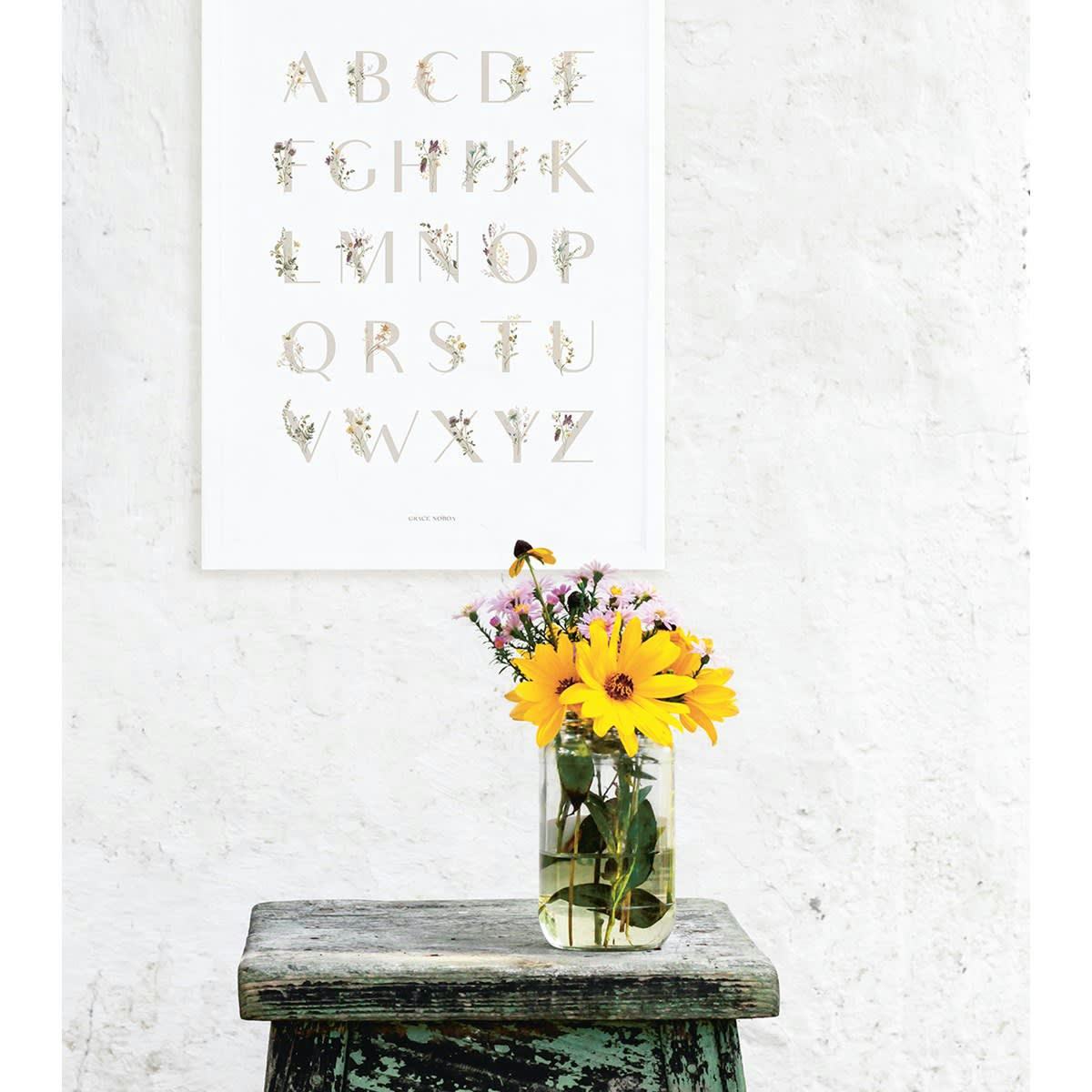 MADEMOISELLE - Affiche ABC floral (30 x 40 cm)