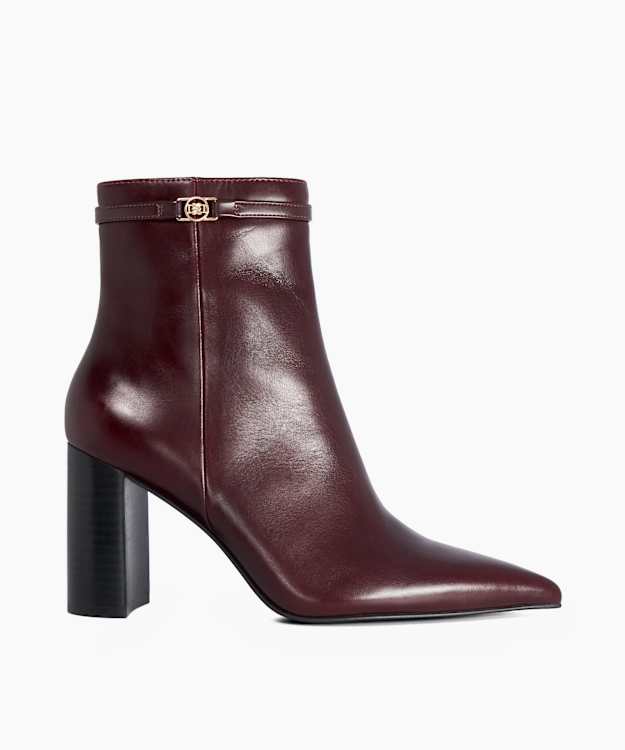 Prettier Burgundy - Leather Heeled Ankle Boots