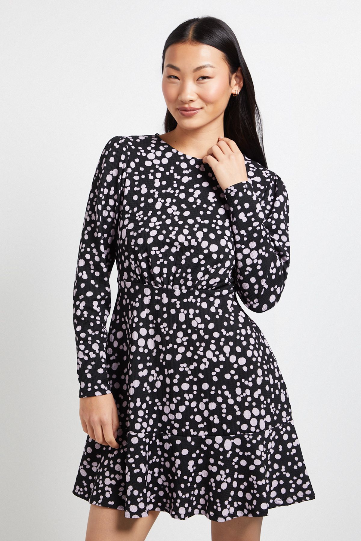 Dorothy Perkins Petite Purple Spot Jersey Mini Dress