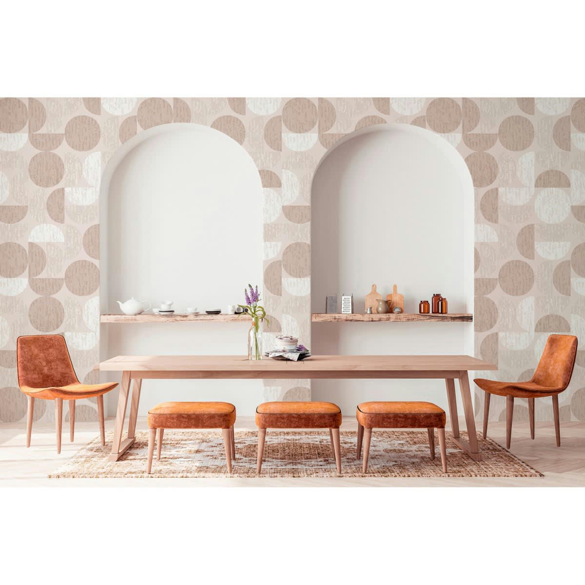 GROOVE - Papier peint panoramique motif imprimé Beige 288x280cm