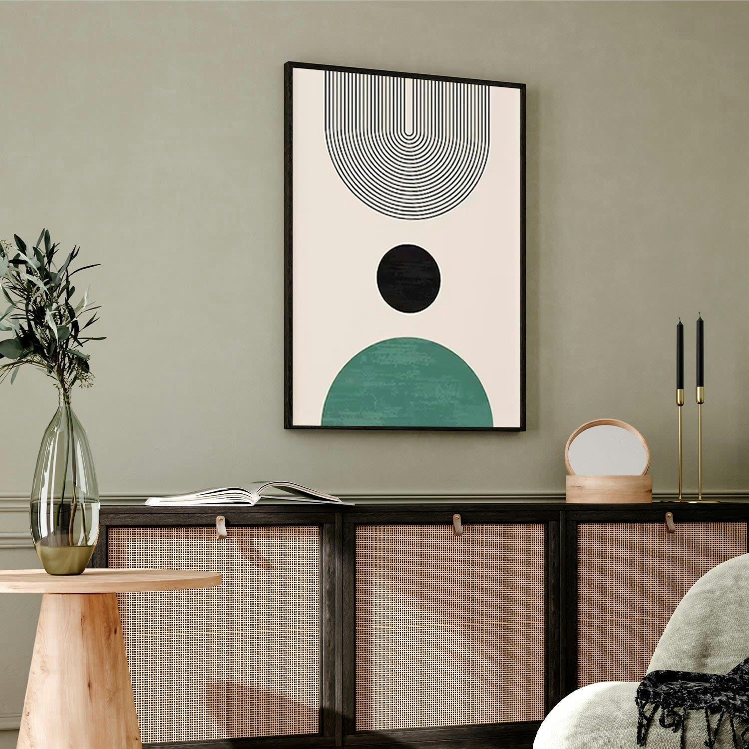 MINIMALISMO - Affiche avec cadre noir -  géométrie abstraite - 30x40