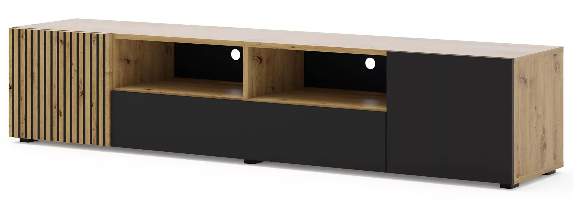 Szafka rtv z lamelowym frontem 200 cm - Sareno