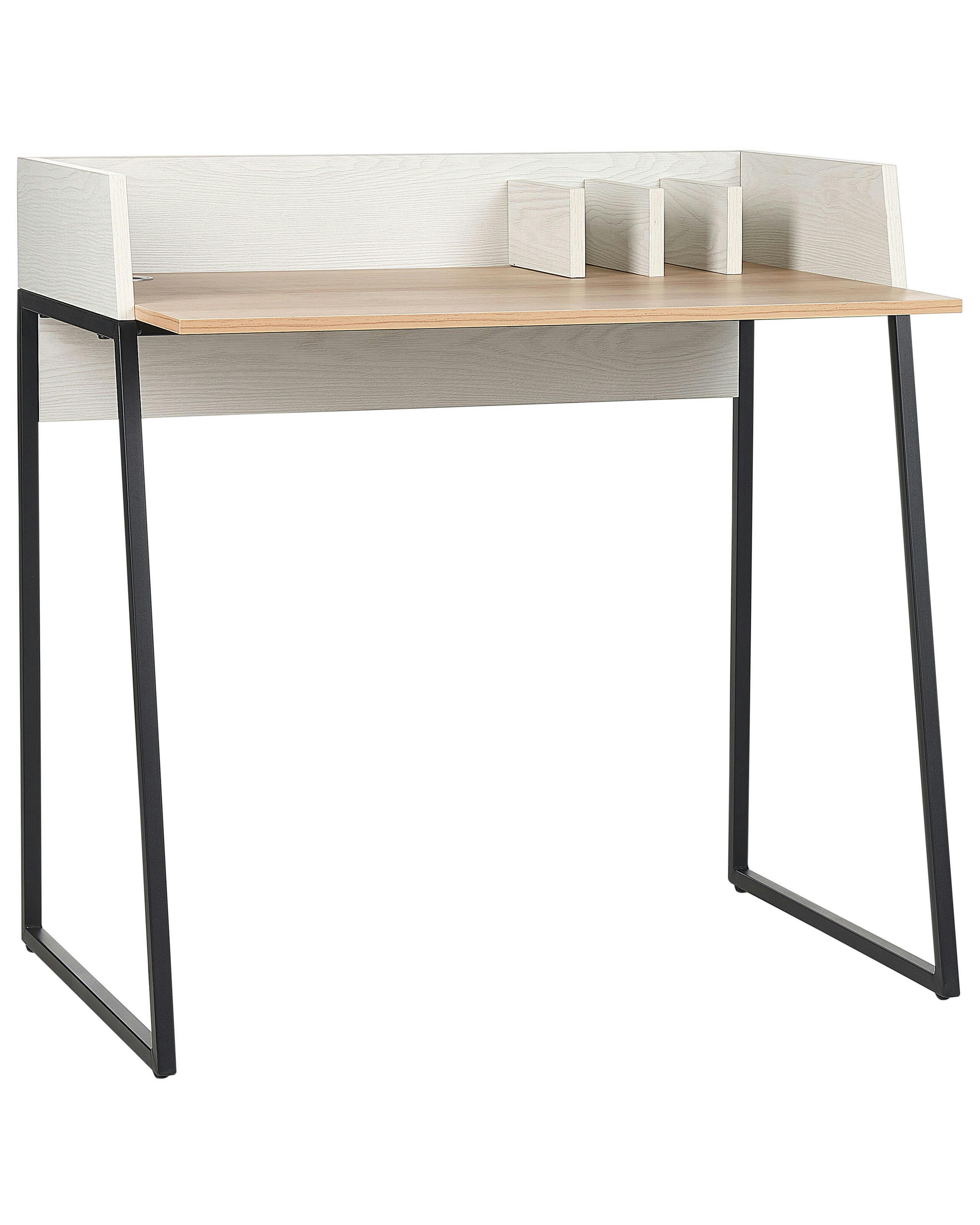 ANAH - Bureau bois clair et blanc cassé 90 x 60 cm