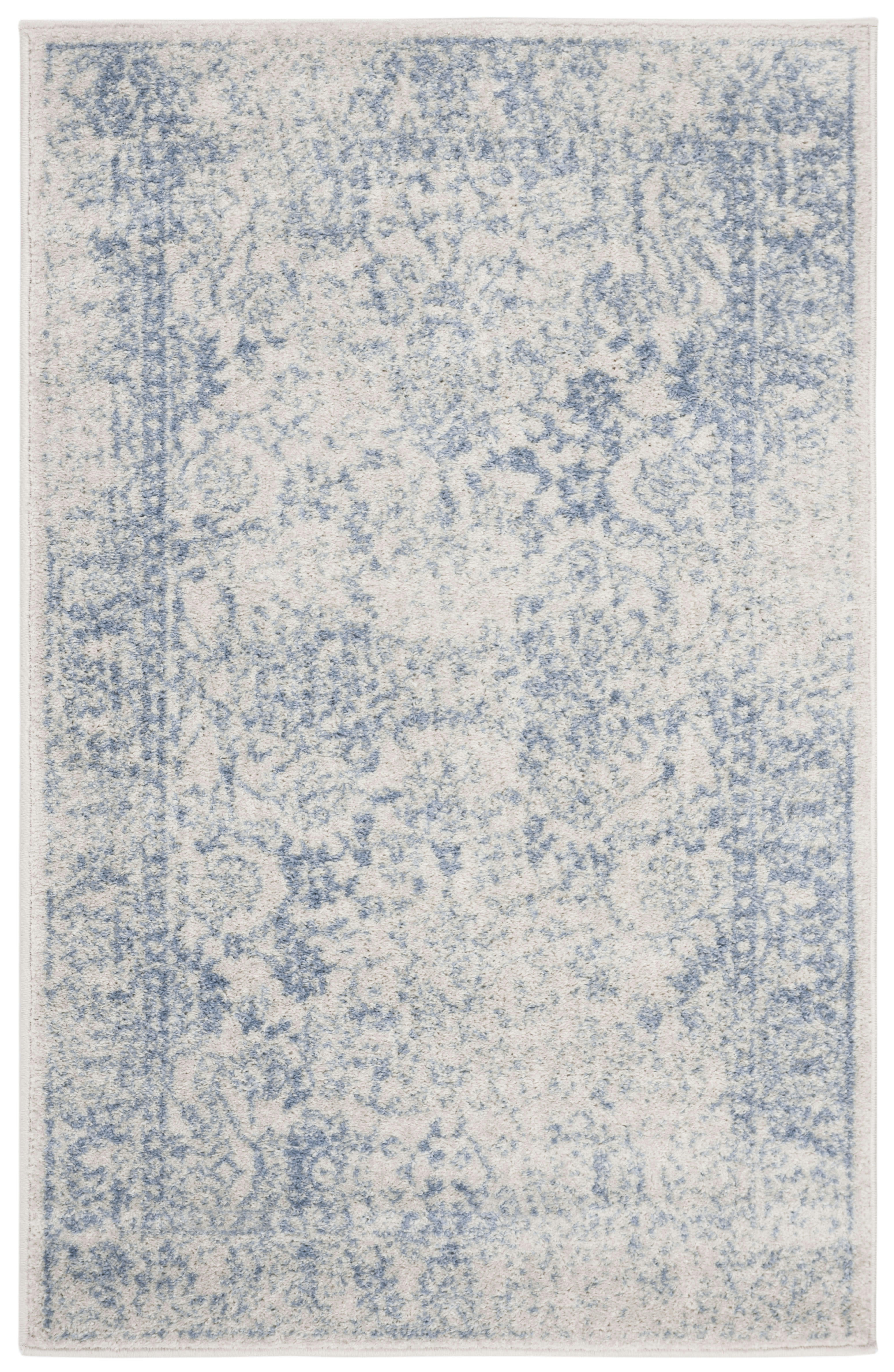 ADIRONDACK - Tapis de salon interieur en ivoire & bleu clair, 91 x 152 cm