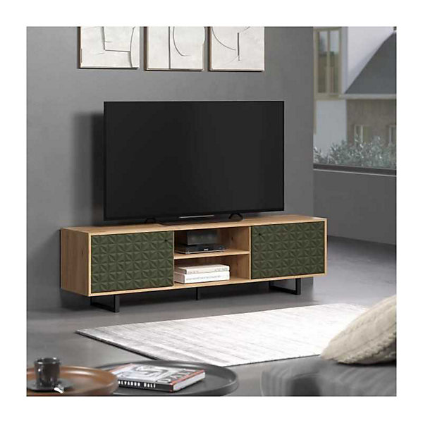 Meuble TV SENTRA TRENDTEAM 184x40x52 cm Vert foncé chêne effet bois
