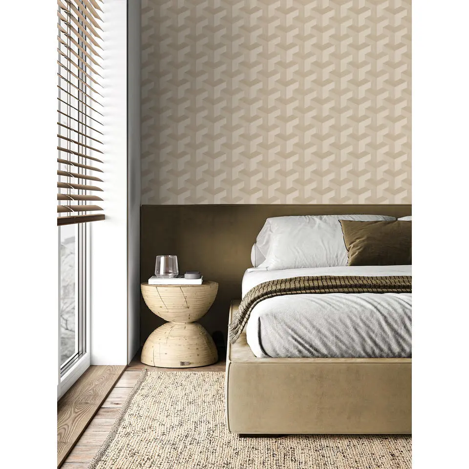 Origin Wallcoverings behang grafisch 3D motief beige - 50 x 900 cm