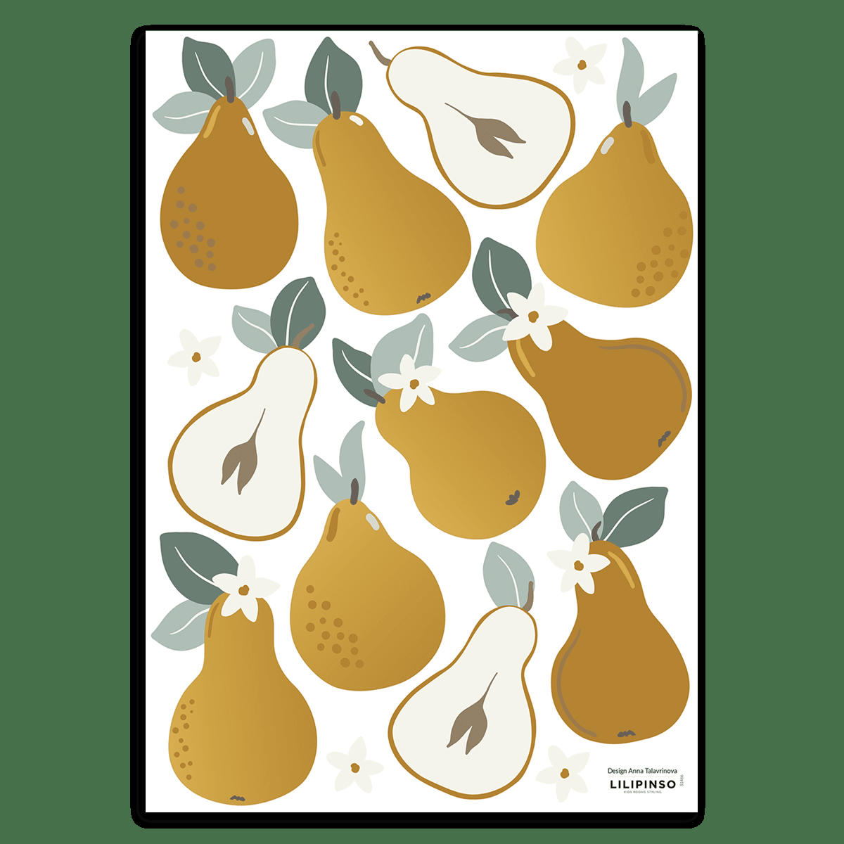 LOUISE - Stickers muraux les poires en vinyle mat jaune