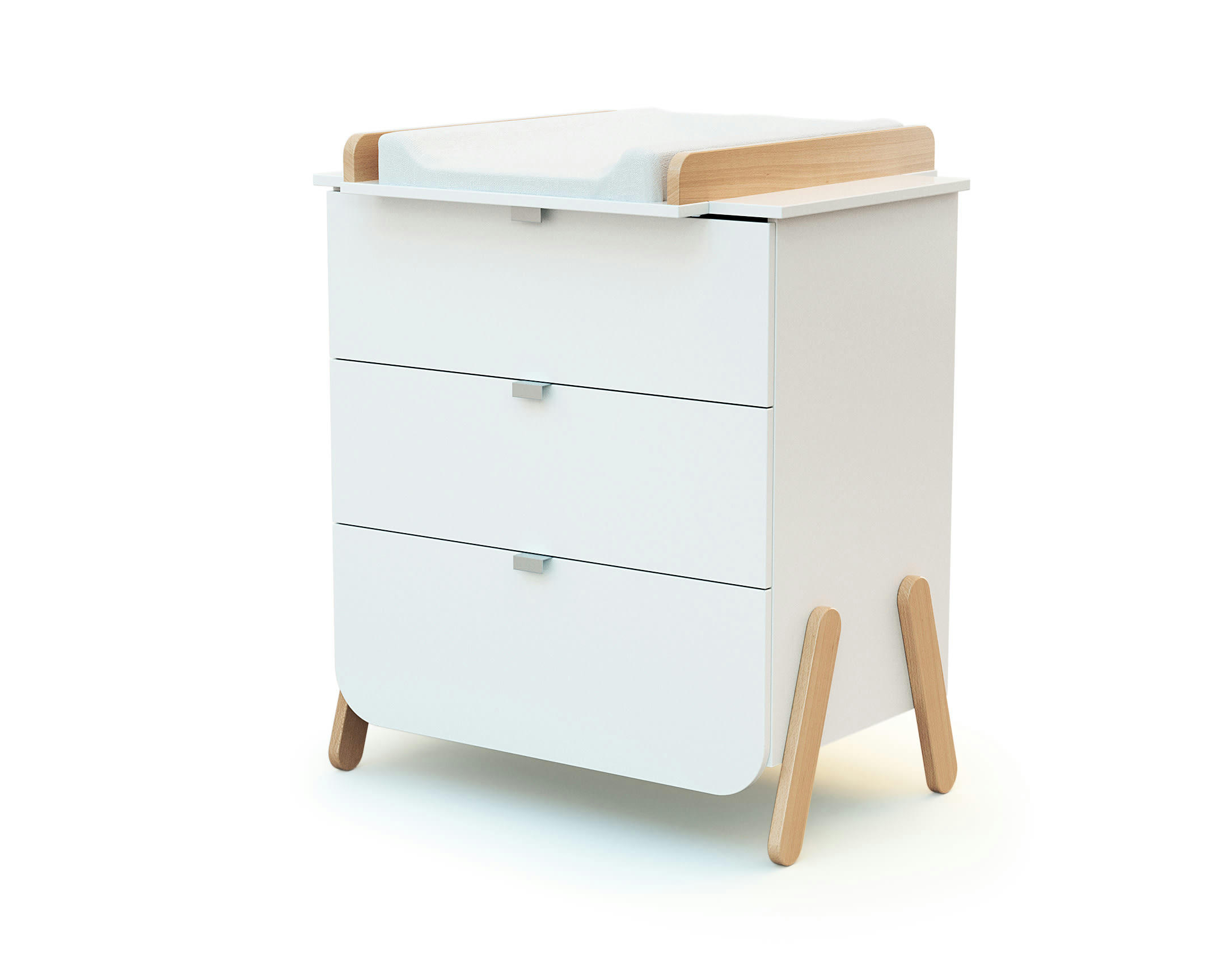 - Commode à langer blanc et hêtre