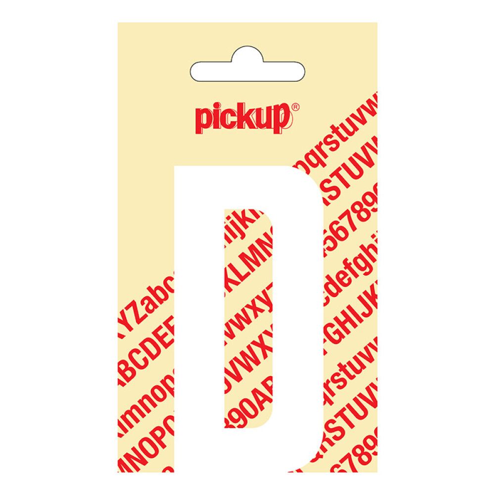 BOKSTAV PICKUP NOBEL D HVIT 90 MM SELVKLEBENDE