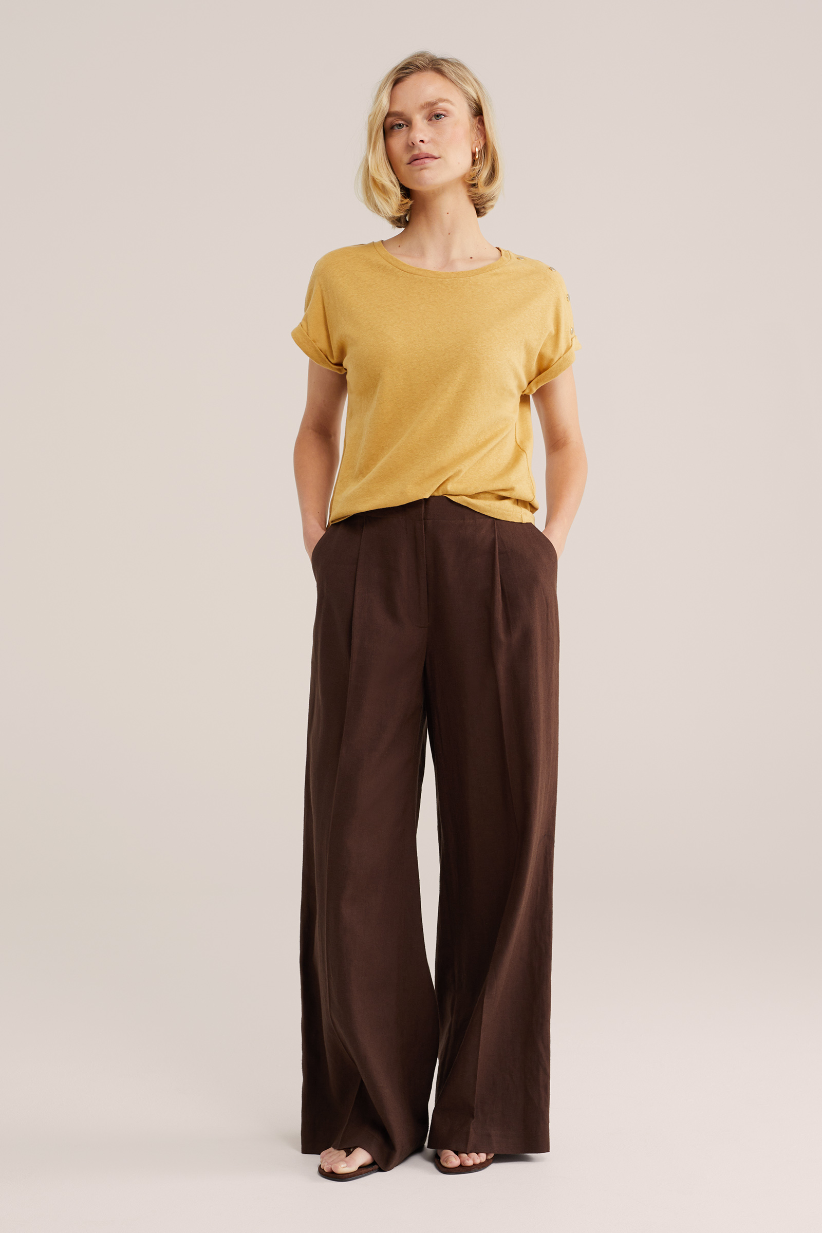 Dames T-shirt van linnenmix