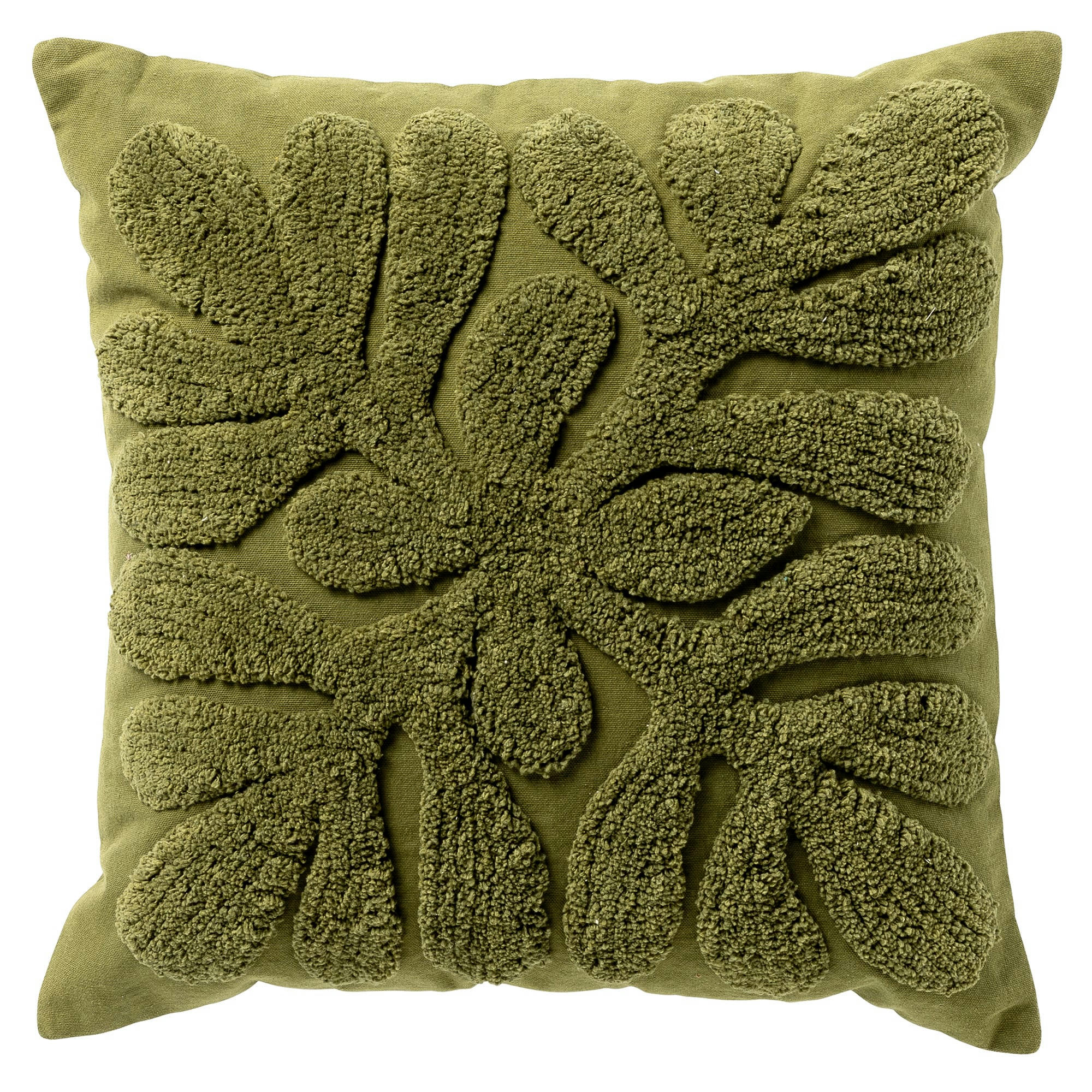Olivia - Coussin - vert en coton 45x45 cm avec motif fleuri