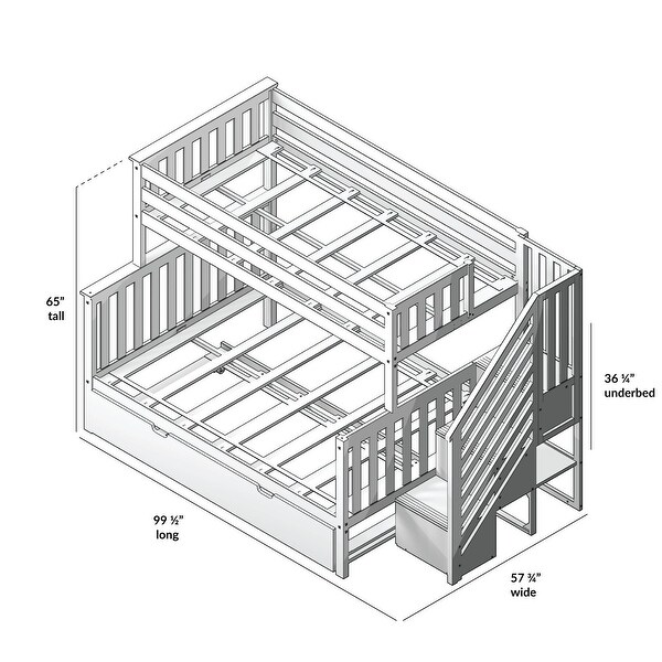 Max and Lily Twin over Full Staircase Bunk Bed with Trundle