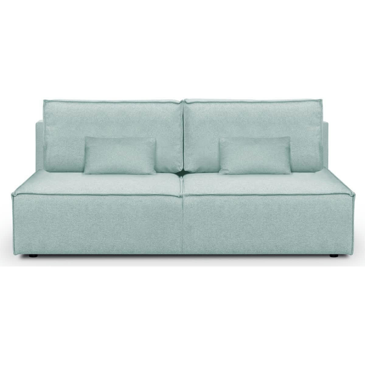 MILLA NEW - Canapé convertible 3 places avec coffre en tissu bleu pastel