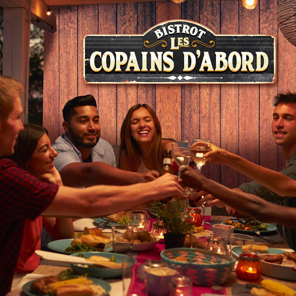 LES COPAINS D'ABORD - Plaque métallique les copains d'abord 90x30cm