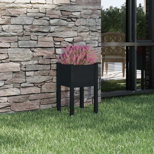 NNEVL Garden Planter Black 40x40x70 cm Solid Pinewood