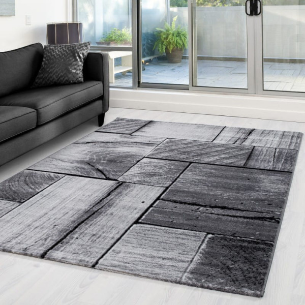 Dywan nowoczesny Parma Deski szaro-czarny 80 cm x 150 cm