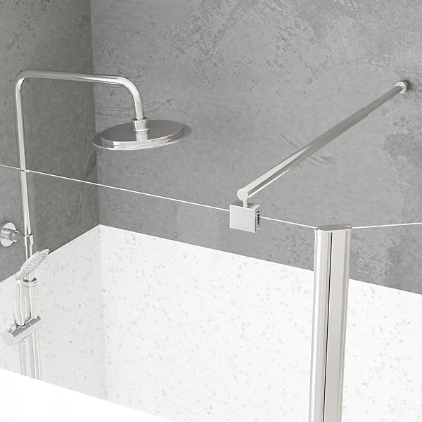 Paroi de Douche et Volet Pivotant 100 40x200 cm - Bande Dépolie - Barre de Fixation Chrome