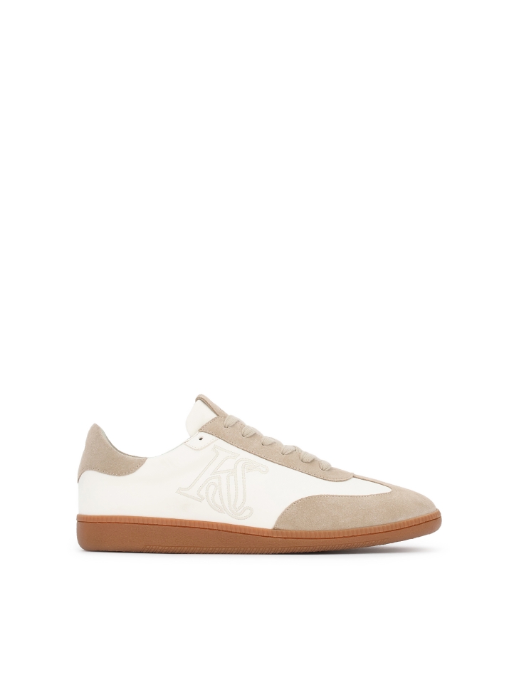 Lace-up combination leather sneakers